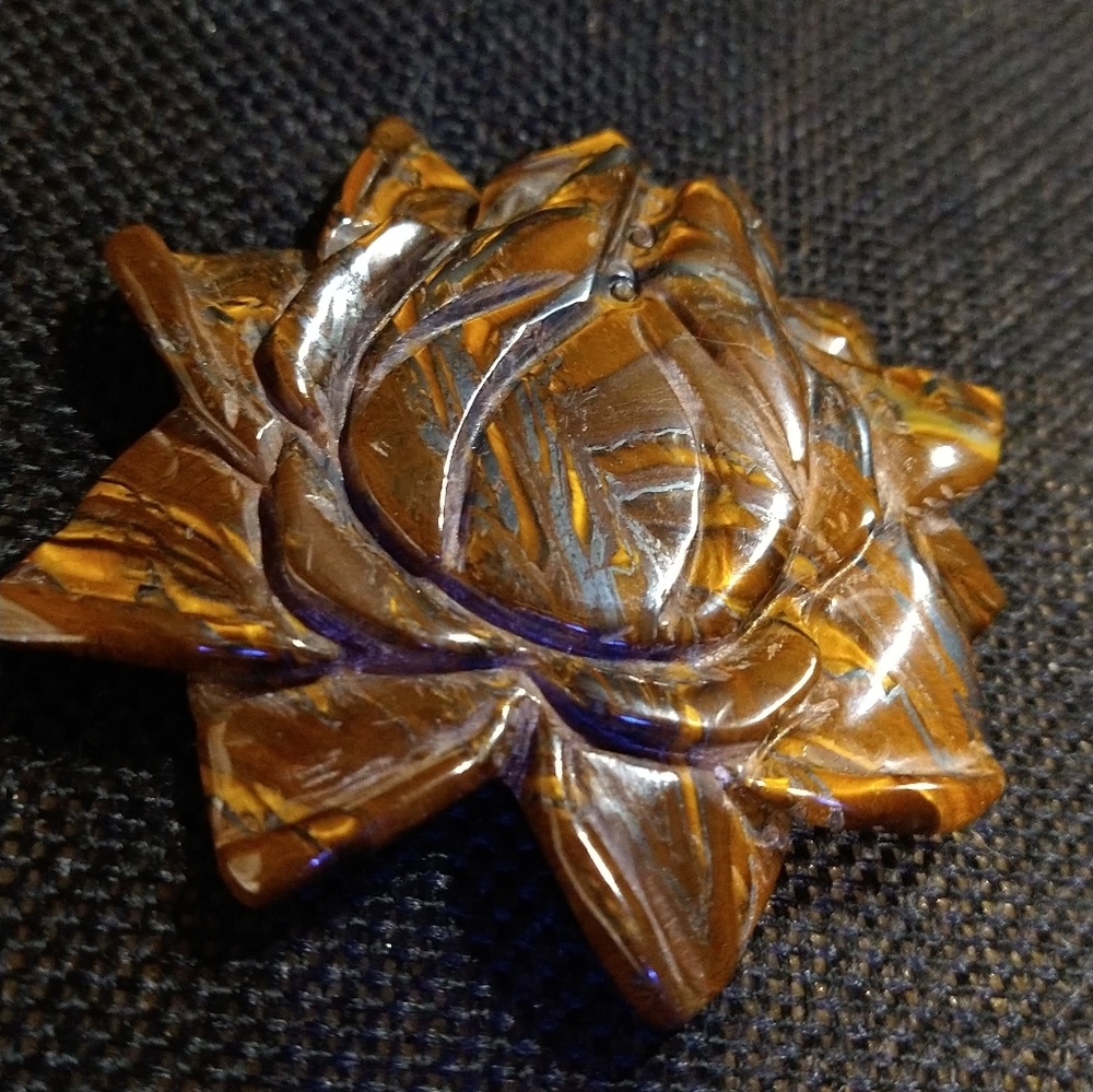 🛑 LOWEST PRICE🛑>LAST ONE AVAILABLE GEMSTONE-} *LOTUS* OF YELLOW, TIGER EYE.…